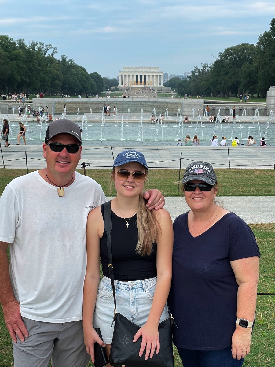 Kuipers Family of Sydney, Australia at the WWII Memorial overlooking the Lincoln Memorial in July 2023