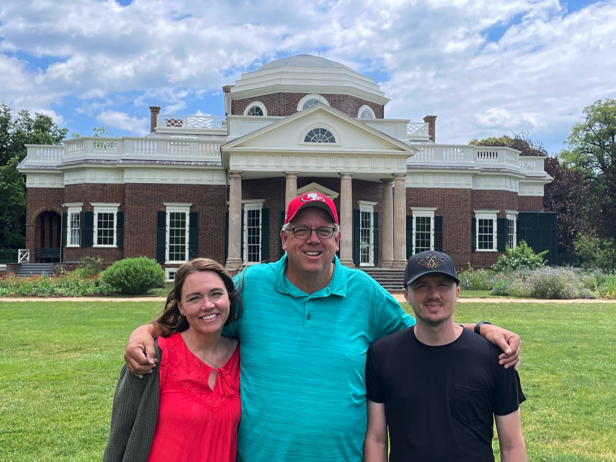 Ludwick Family of Las Vegas, NV at Monticello, home of Thomas Jefferson, in June 2023